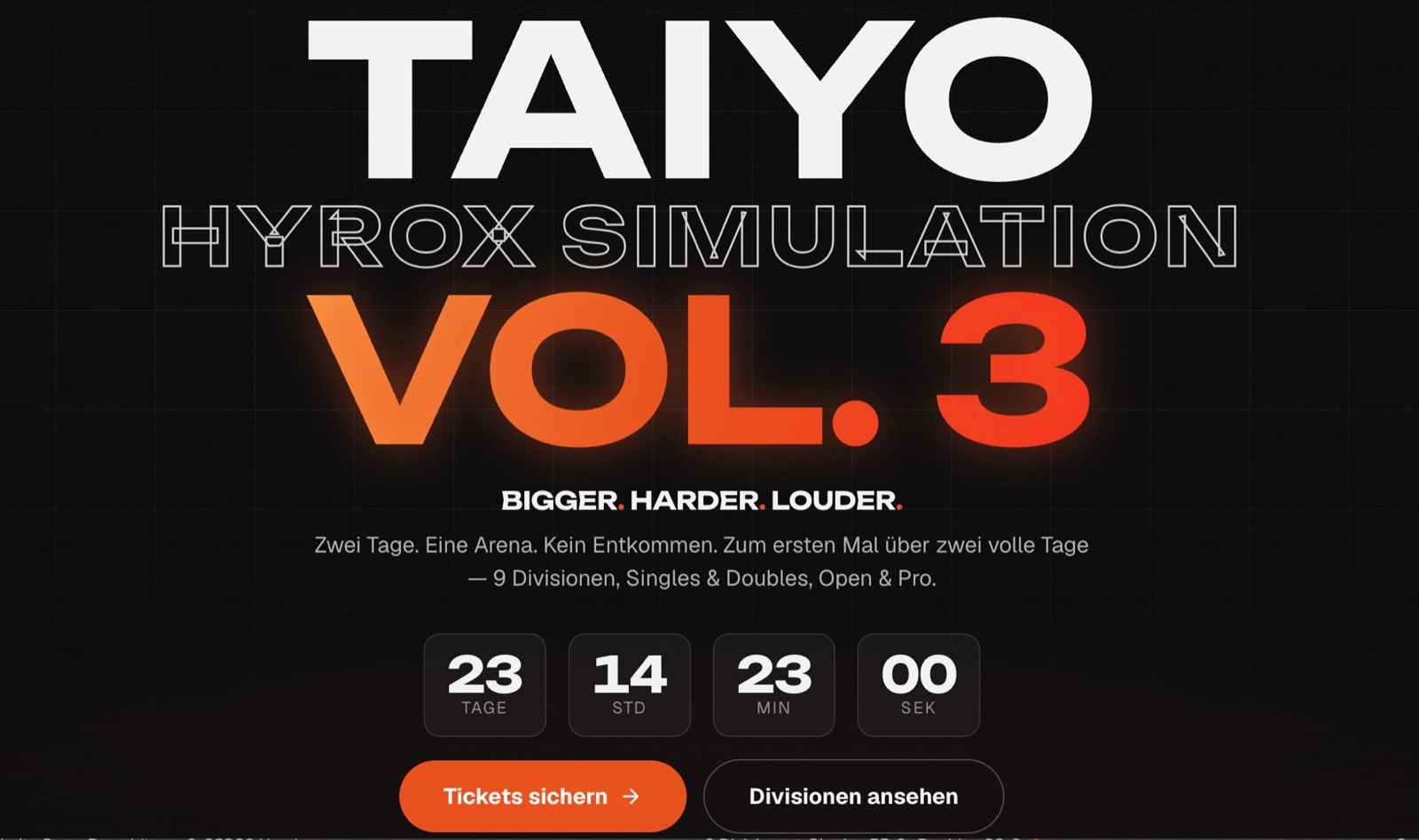Screenshot der Website HYROX Simulation