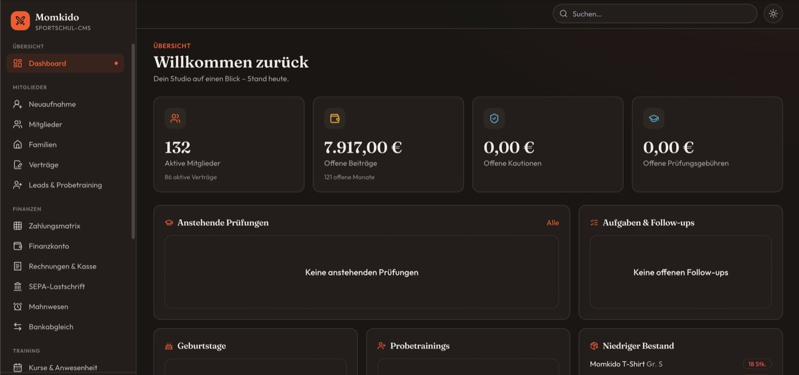 Screenshot der Website Momkido CMS